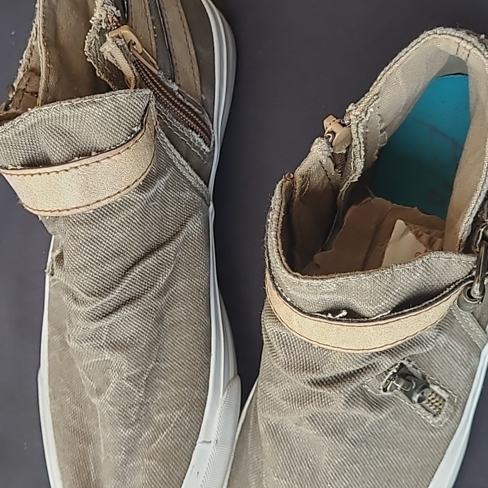 Blowfish Malibu Womens Flat Round Toe Fabric Shoes ,Zipper Ankle Shoes. Used S/8 - Picture 6 of 8